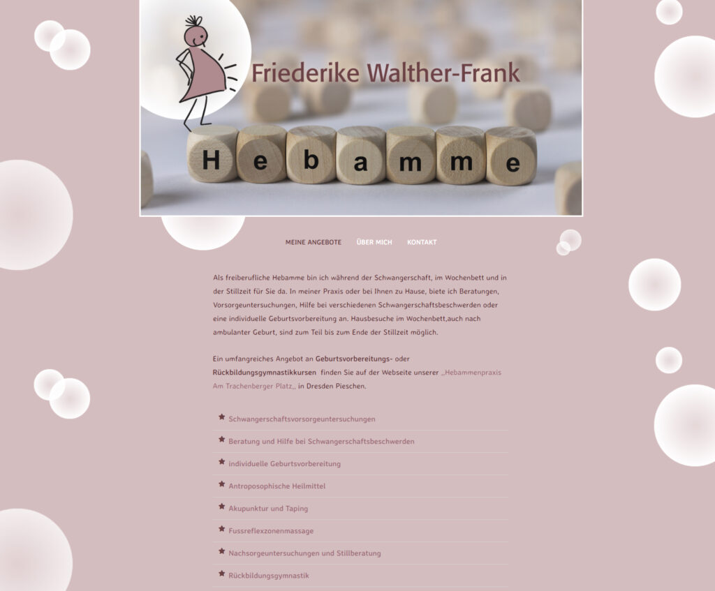 Website Hebamme Friederike Walther-Frank