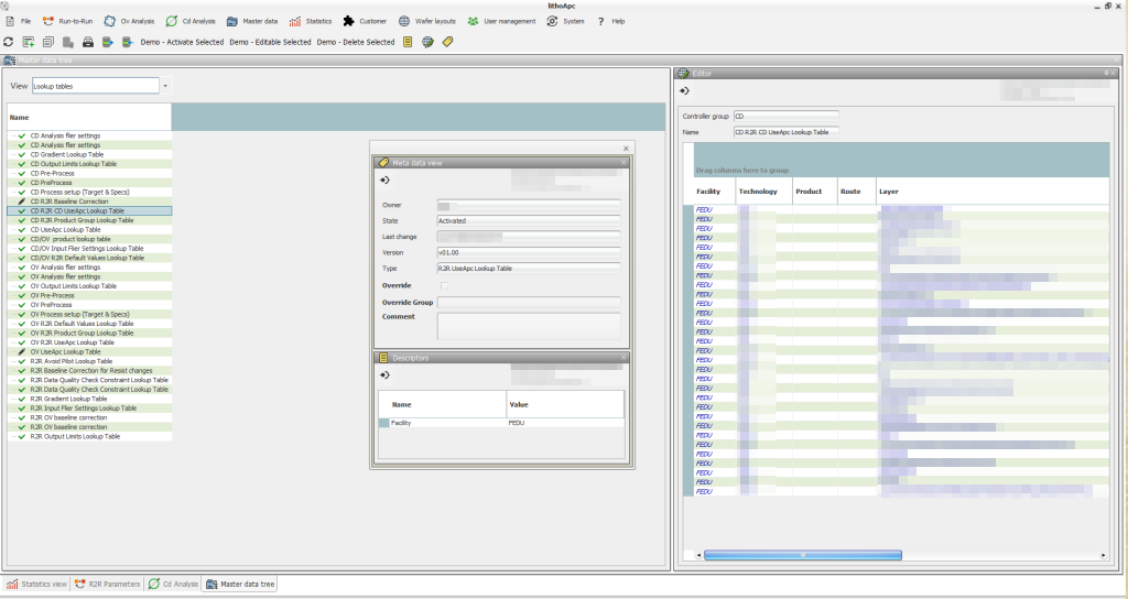 Screenshot Master Data with all Panels