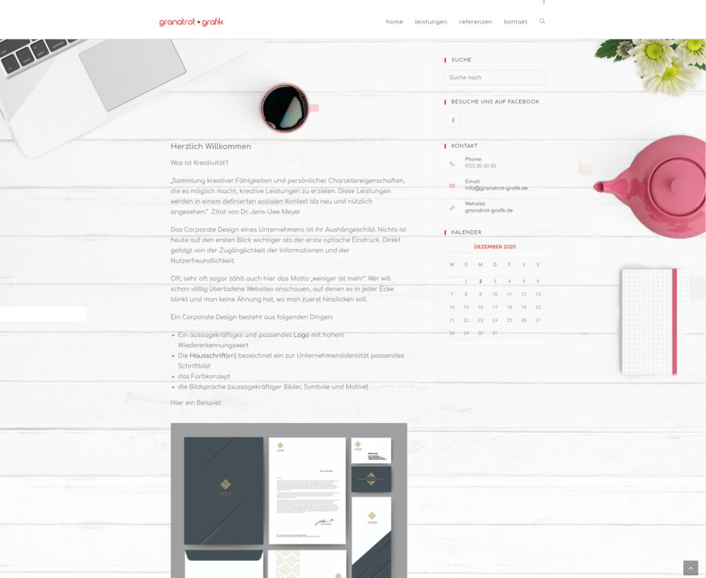 Website Granatrot Grafik